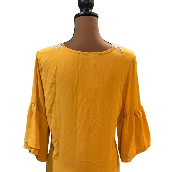 Hotouch Yellow Embroidered Boho Eyelet V-Neck Midi Dress – NWT Small - Picture 5 of 8